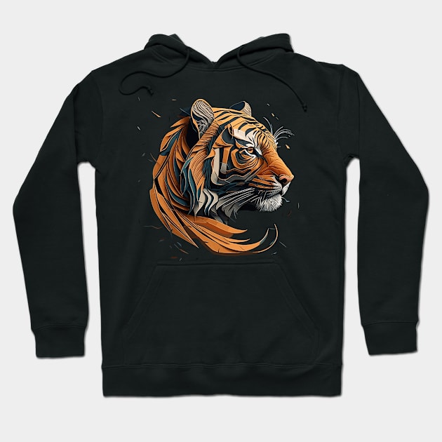 Paper Cut Tiger Hoodie by Peter Awax